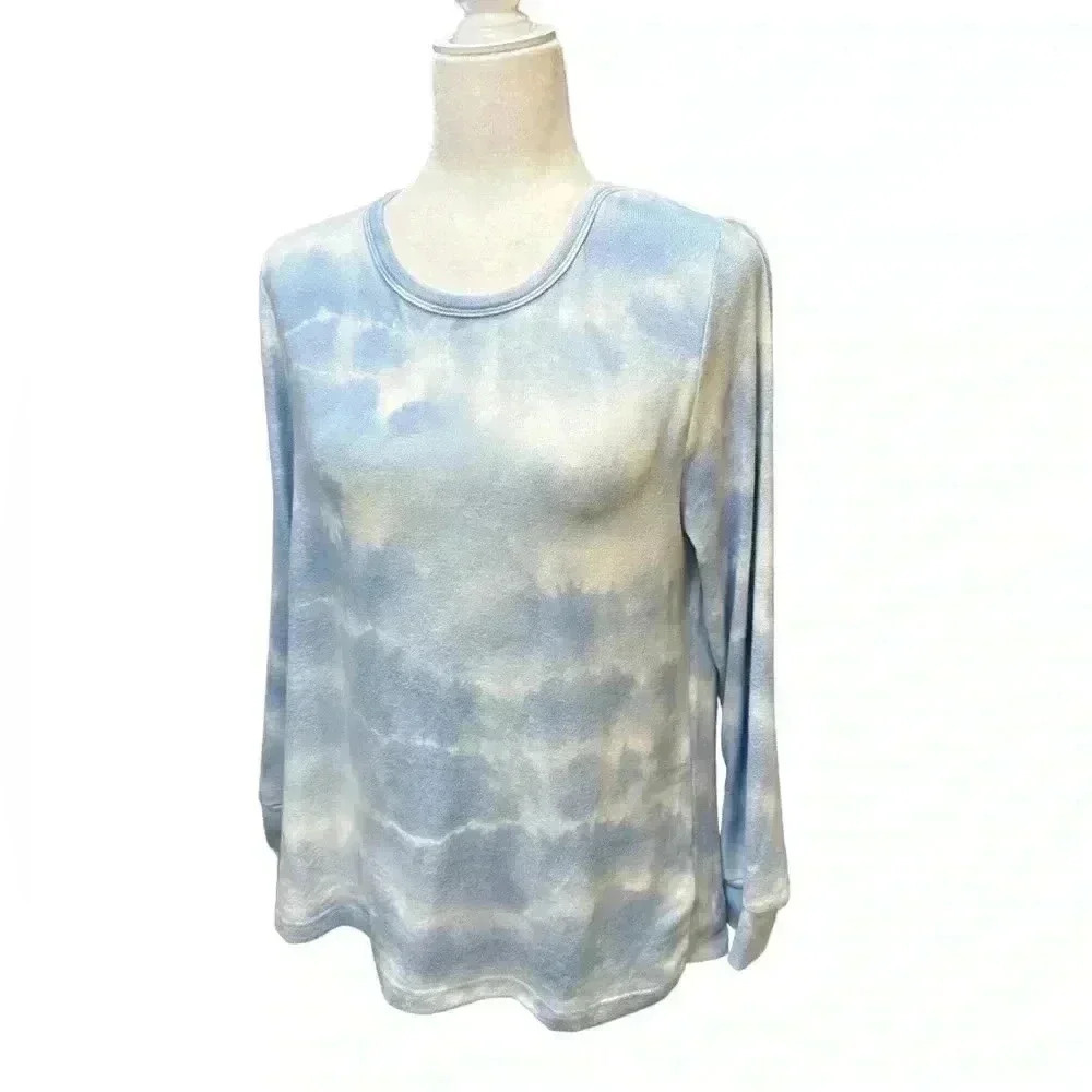 White Mark Blue and White tie dye pajama top Size L